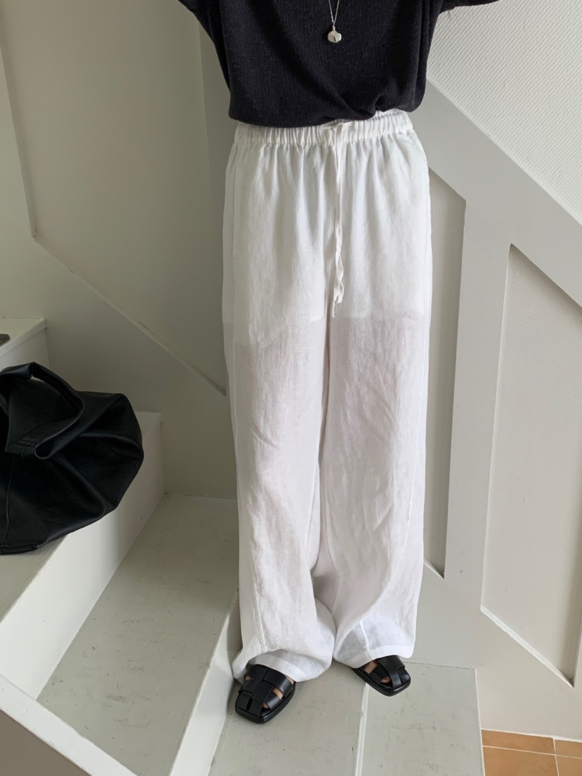 RIVER RAIN直郵韓國代購㊣女裝新品休閑25春夏休閑褲亞麻布RIVER RAIN休閑褲