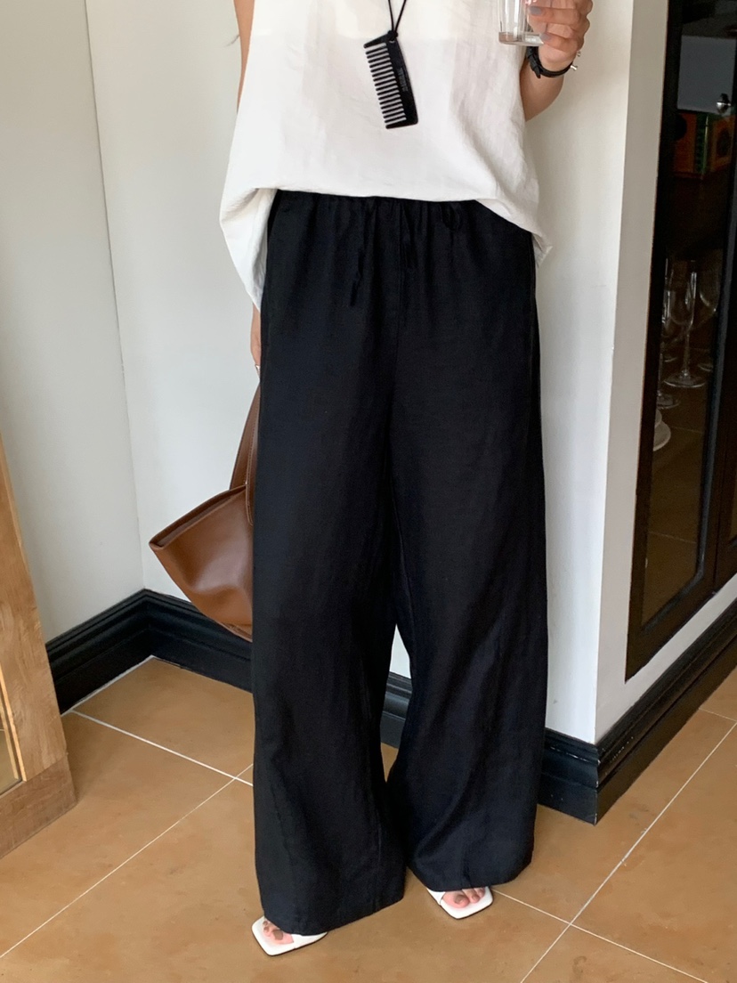 RIVER RAIN直郵韓國代購㊣女裝新品休閑25春夏休閑褲亞麻布RIVER RAIN休閑褲