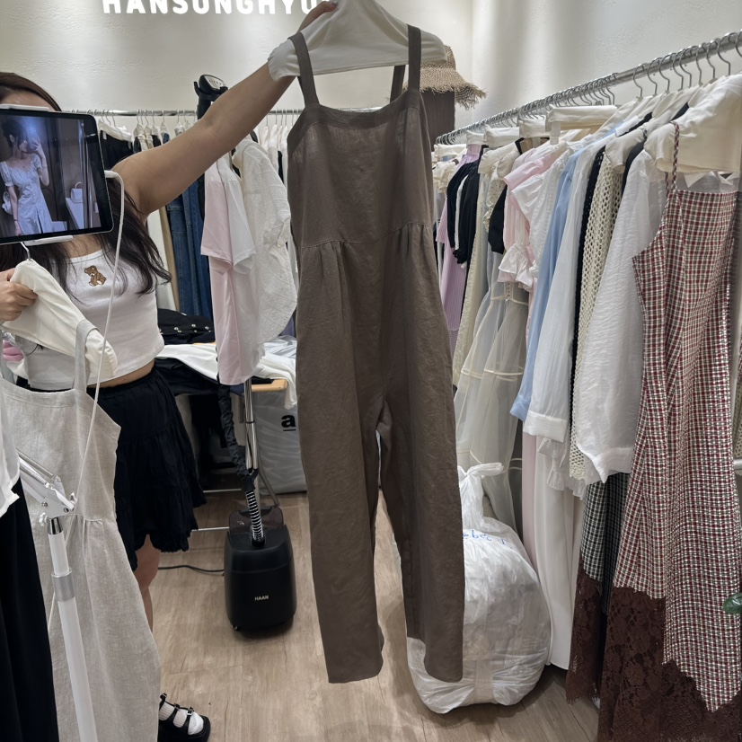 HANSUNGHYUN韓國直郵㊣女裝新品推薦人氣25春夏休閑連體褲亞麻HANSUNGHYUN連體褲圖色2