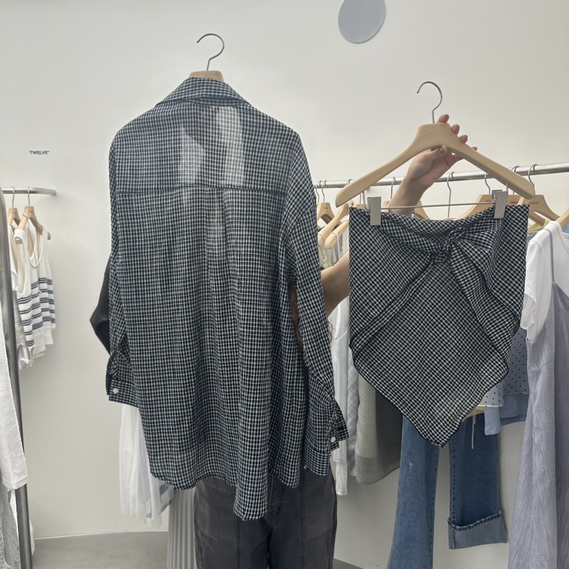 TWELVE韓國直郵女裝新品時尚真品職業熱賣25春夏套裝兩件套格紋TWELVE套裝