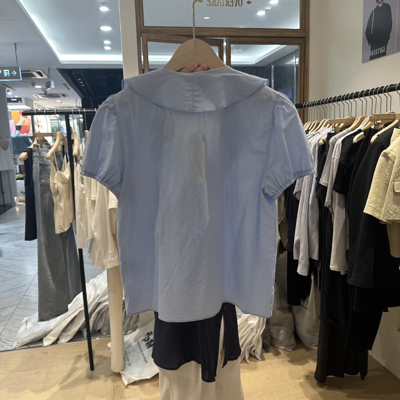 OVERTAKE東大門實拍女士新品熱賣休閑時尚襯衫蕾絲衫可愛的OVERTAKE襯衫/蕾絲衫