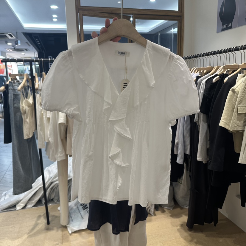 OVERTAKE東大門實拍女士新品熱賣休閑時尚襯衫蕾絲衫可愛的OVERTAKE襯衫/蕾絲衫