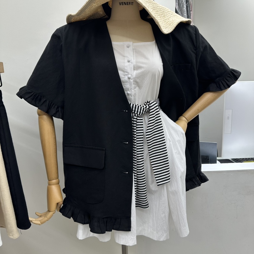 VENEFIT東大門實拍女裝新款熱賣25春夏休閑時尚人氣夾克亞麻VENEFIT/JENNIE夾克圖色2
