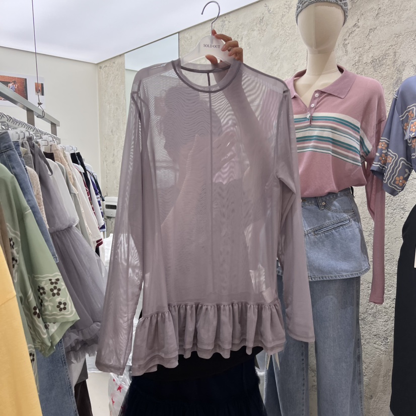 SOLD OUT東大門代購女裝新品25春夏時尚人氣職業熱賣長袖T恤SOLD OUT長袖T恤圖色4