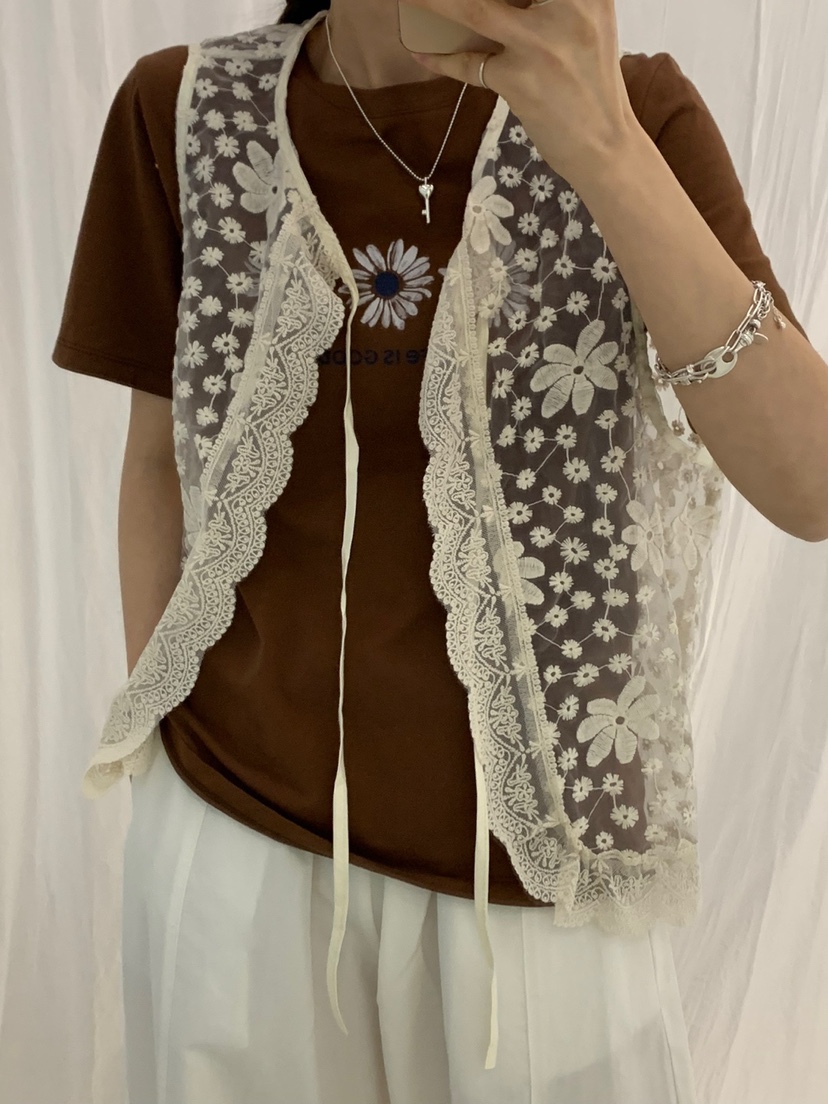RIVER RAIN東大門實拍女裝新品時尚人氣25春夏真品馬甲蕾絲RIVER RAIN馬甲