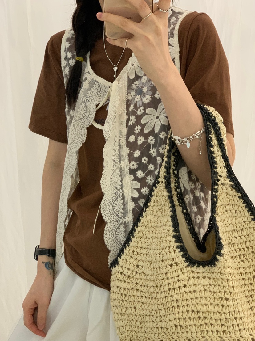 RIVER RAIN東大門實拍女裝新品時尚人氣25春夏真品馬甲蕾絲RIVER RAIN馬甲
