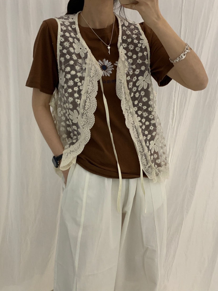 RIVER RAIN東大門實拍女裝新品時尚人氣25春夏真品馬甲蕾絲RIVER RAIN馬甲