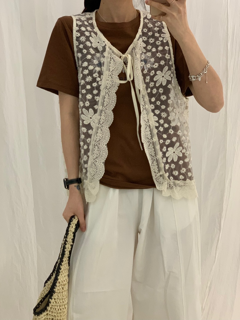 RIVER RAIN東大門實拍女裝新品時尚人氣25春夏真品馬甲蕾絲RIVER RAIN馬甲