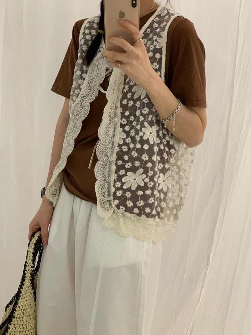 RIVER RAIN東大門實拍女裝新品時尚人氣25春夏真品馬甲蕾絲RIVER RAIN馬甲