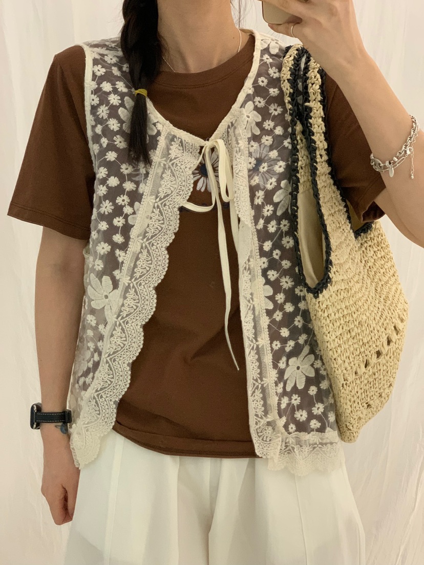 RIVER RAIN東大門實拍女裝新品時尚人氣25春夏真品馬甲蕾絲RIVER RAIN馬甲
