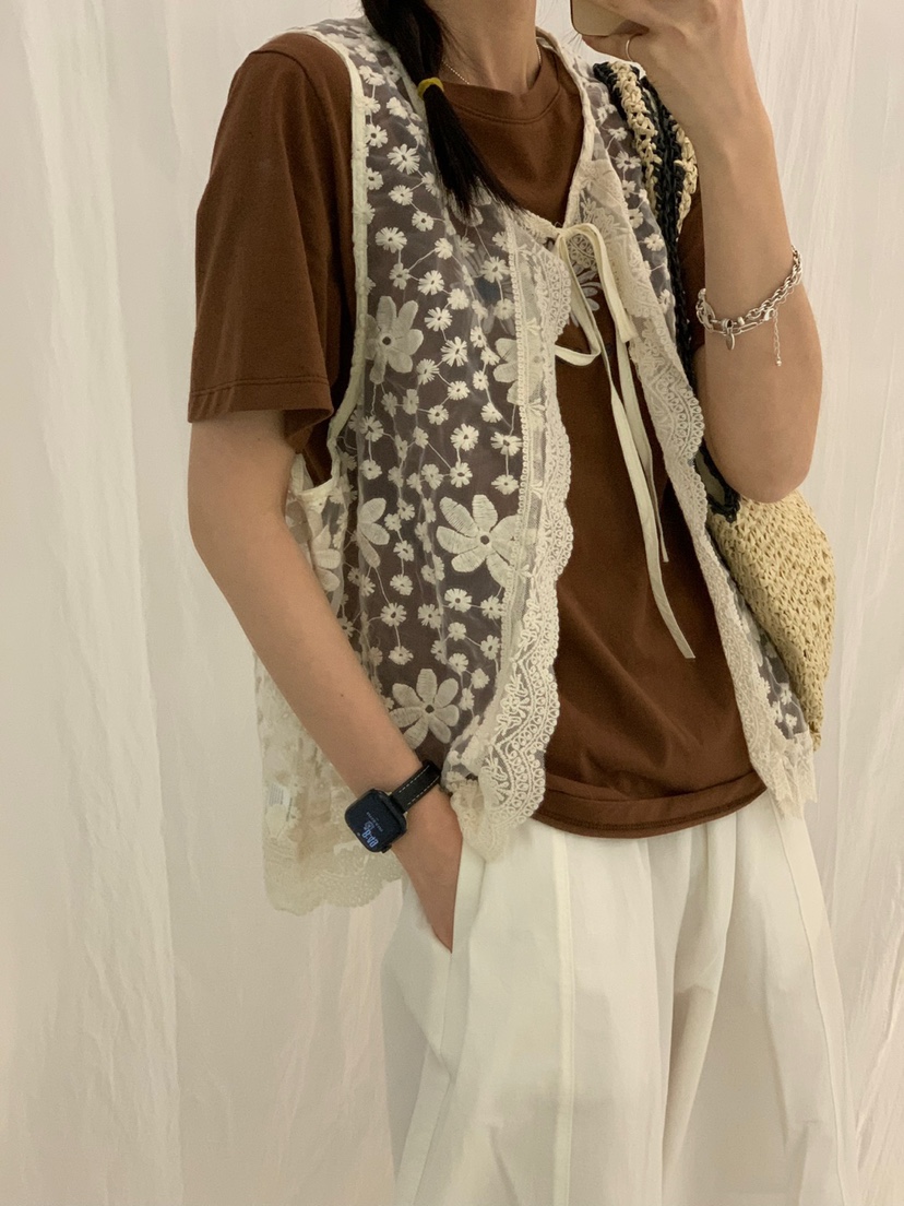 RIVER RAIN東大門實拍女裝新品時尚人氣25春夏真品馬甲蕾絲RIVER RAIN馬甲