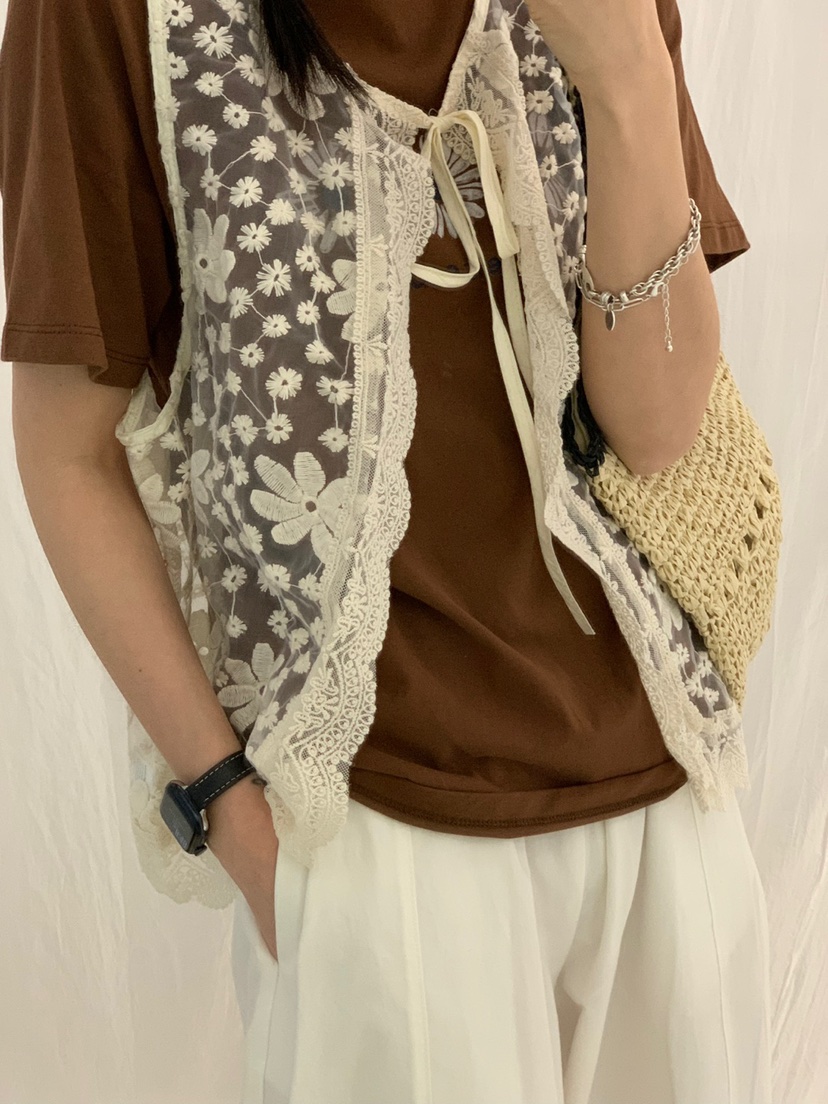 RIVER RAIN東大門實拍女裝新品時尚人氣25春夏真品馬甲蕾絲RIVER RAIN馬甲