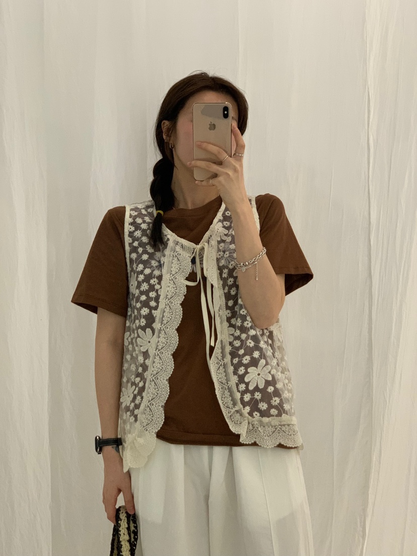 RIVER RAIN東大門實拍女裝新品時尚人氣25春夏真品馬甲蕾絲RIVER RAIN馬甲