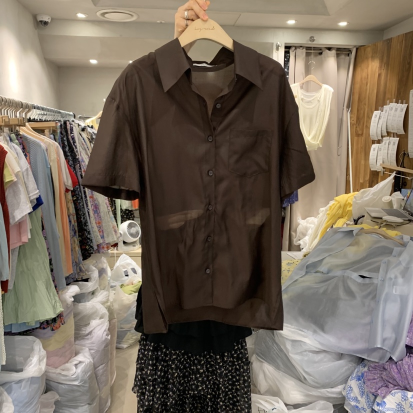 LOGROAD韓國代購女裝新品人氣時尚職業25春夏襯衫蕾絲衫天絲LOG ROAD襯衫/蕾絲衫圖色2