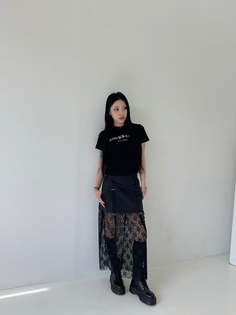 NUEUN韓國直郵女士新品休閑25春夏真品職業半身裙中短裙蕾絲NUEUN/SEEOT半身裙/中短裙
