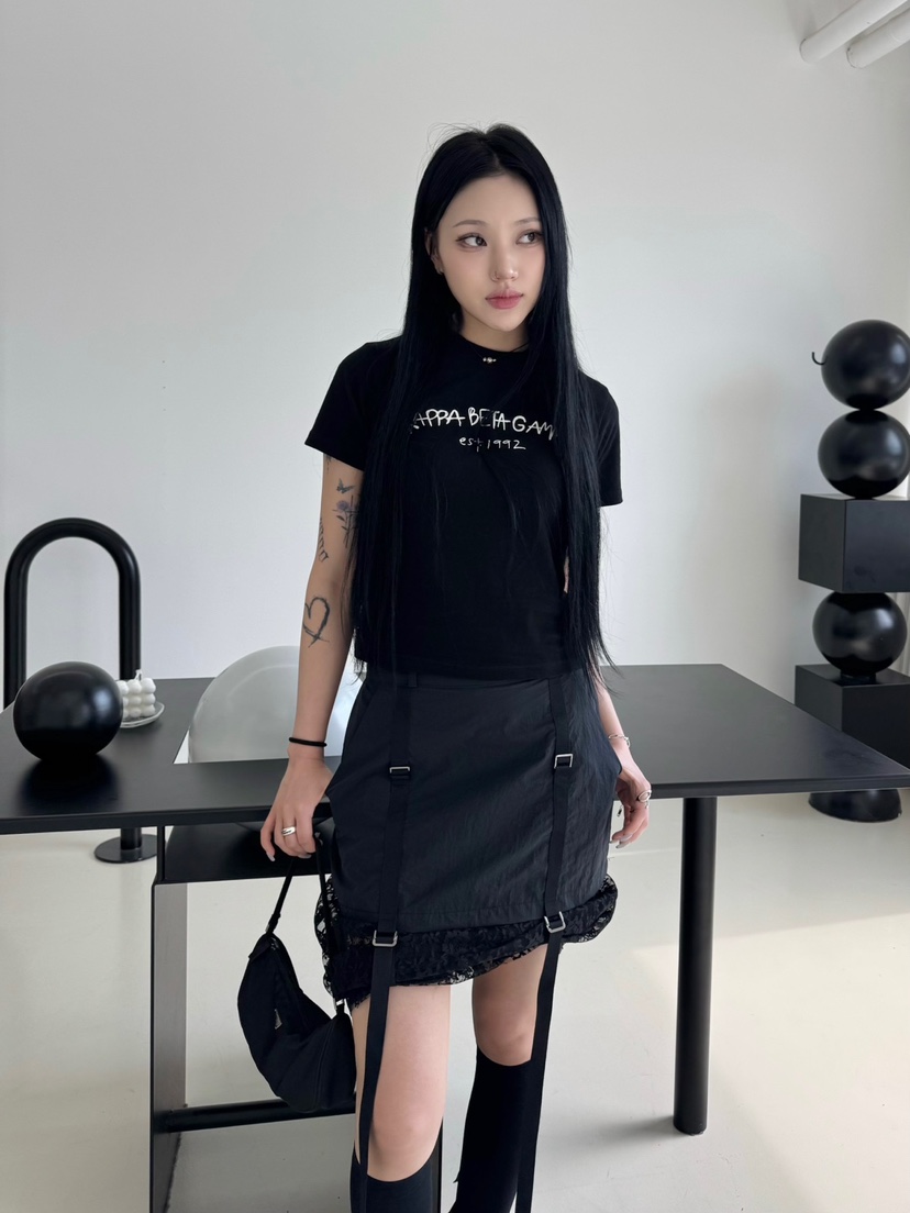 NUEUN韓國直郵女士新品休閑25春夏真品職業半身裙中短裙蕾絲NUEUN/SEEOT半身裙/中短裙