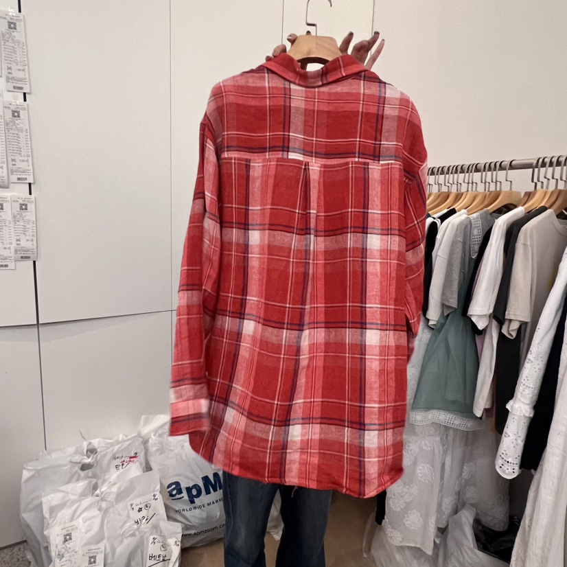 DOHWAJI韓國直郵㊣東大門實拍女裝新品人氣25春夏襯衫蕾絲衫格紋DOHWAJI襯衫/蕾絲衫