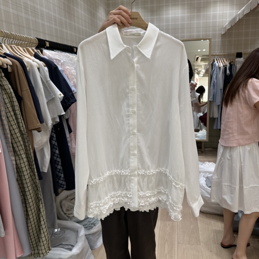 OURMOMENT直郵韓國代購㊣女裝新款25春夏人氣時尚襯衫蕾絲衫OURMOMENT襯衫/蕾絲衫圖色2