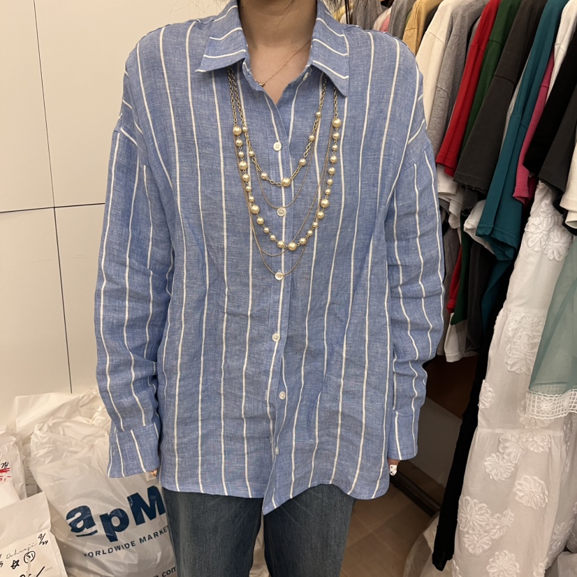 DOHWAJI直郵韓國代購㊣女裝新款推薦25春夏人氣襯衫蕾絲衫條紋DOHWAJI襯衫/蕾絲衫