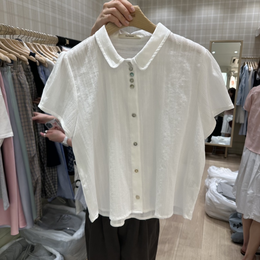 OURMOMENT韓國㊣直郵東大門代購女裝新款25春夏休閑襯衫蕾絲衫OURMOMENT襯衫/蕾絲衫圖色2