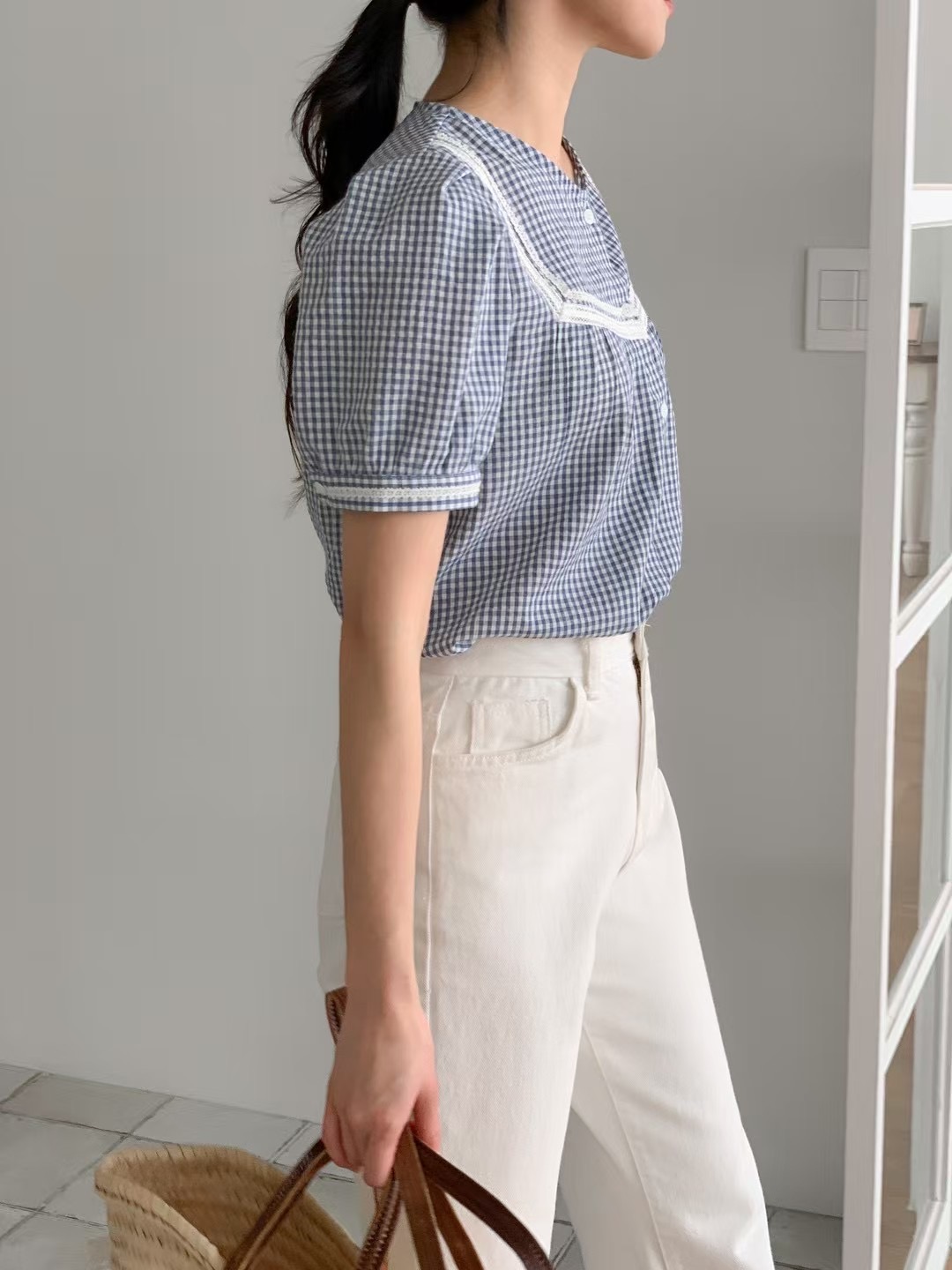 CAROL直郵韓國代購㊣女裝新品熱賣時尚推薦25春夏襯衫蕾絲衫CAROL襯衫/蕾絲衫