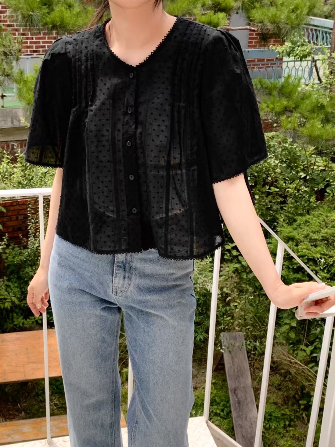CAROL韓國直郵㊣女裝新款人氣休閑25春夏時尚推薦襯衫蕾絲衫CAROL襯衫/蕾絲衫