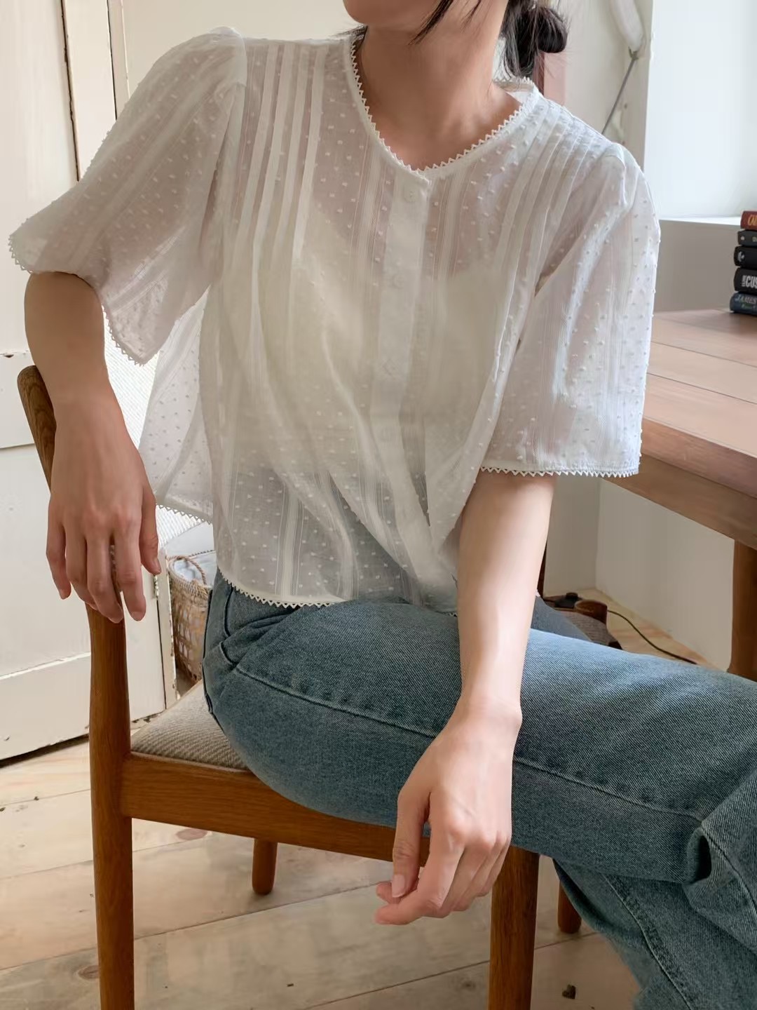 CAROL韓國直郵㊣女裝新款人氣休閑25春夏時尚推薦襯衫蕾絲衫CAROL襯衫/蕾絲衫