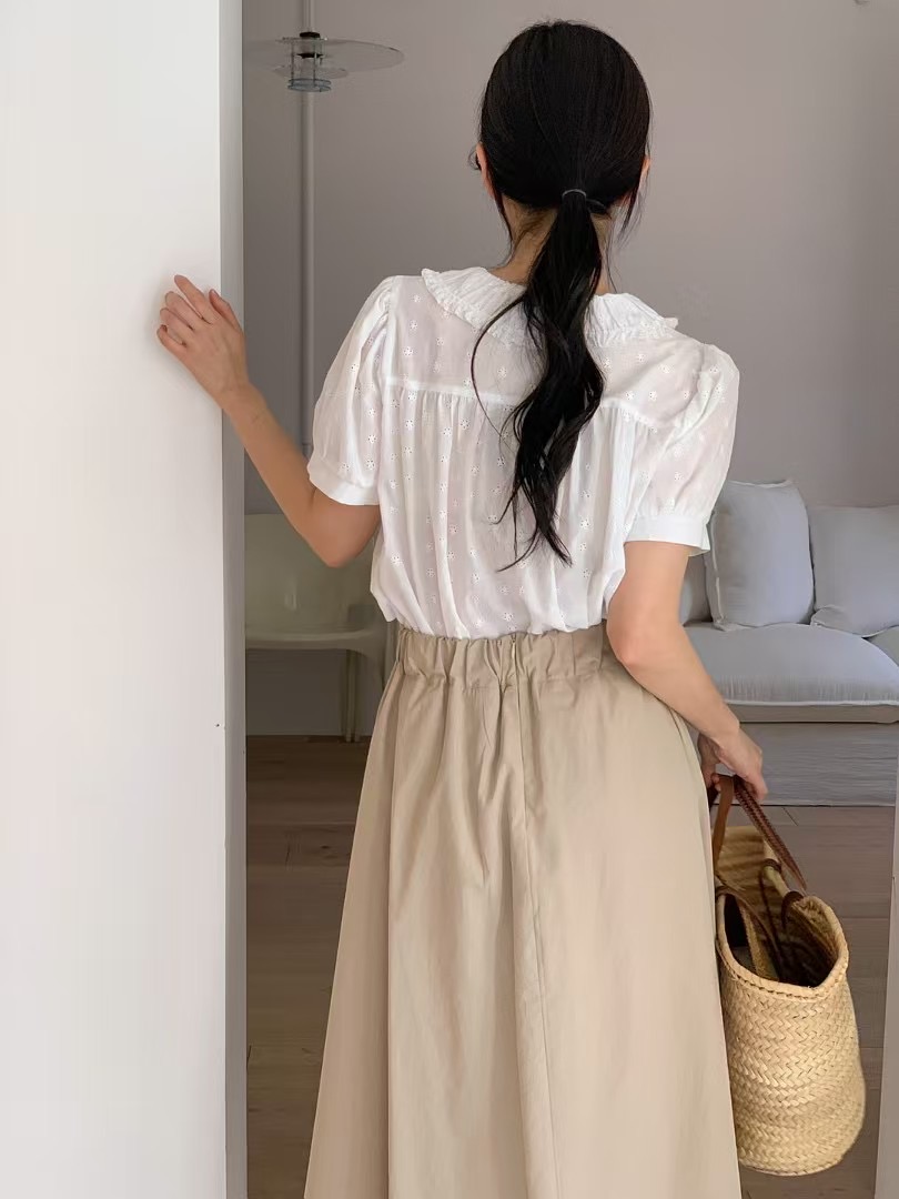 CAROL直郵韓國代購㊣女裝新品時尚熱賣25春夏休閑襯衫蕾絲衫CAROL襯衫/蕾絲衫
