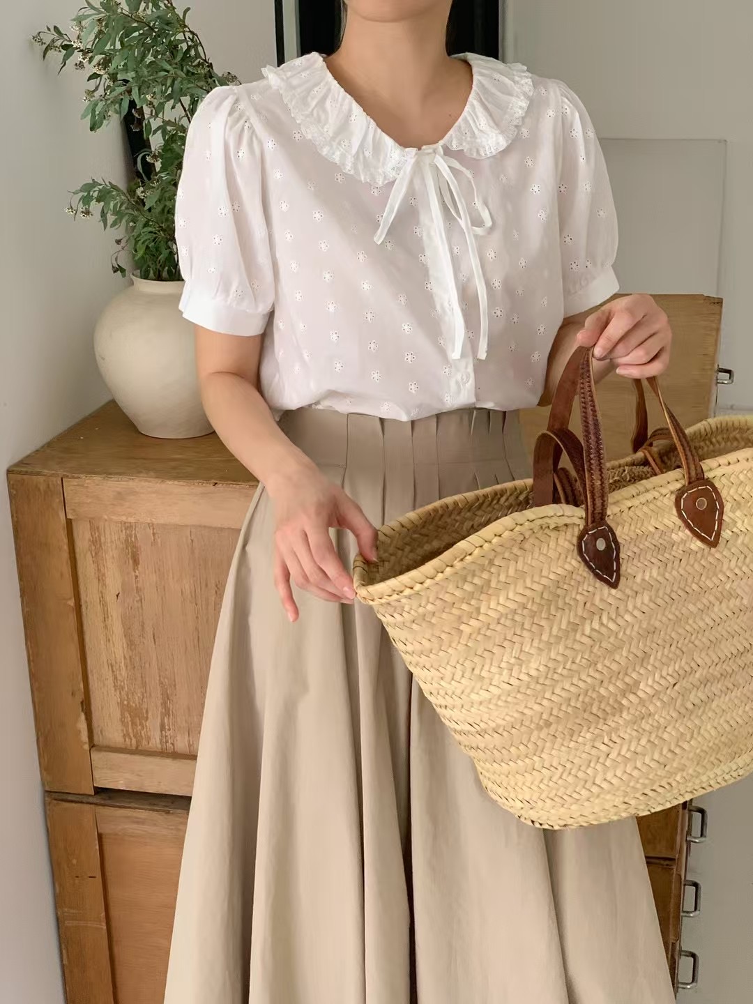CAROL直郵韓國代購㊣女裝新品時尚熱賣25春夏休閑襯衫蕾絲衫CAROL襯衫/蕾絲衫
