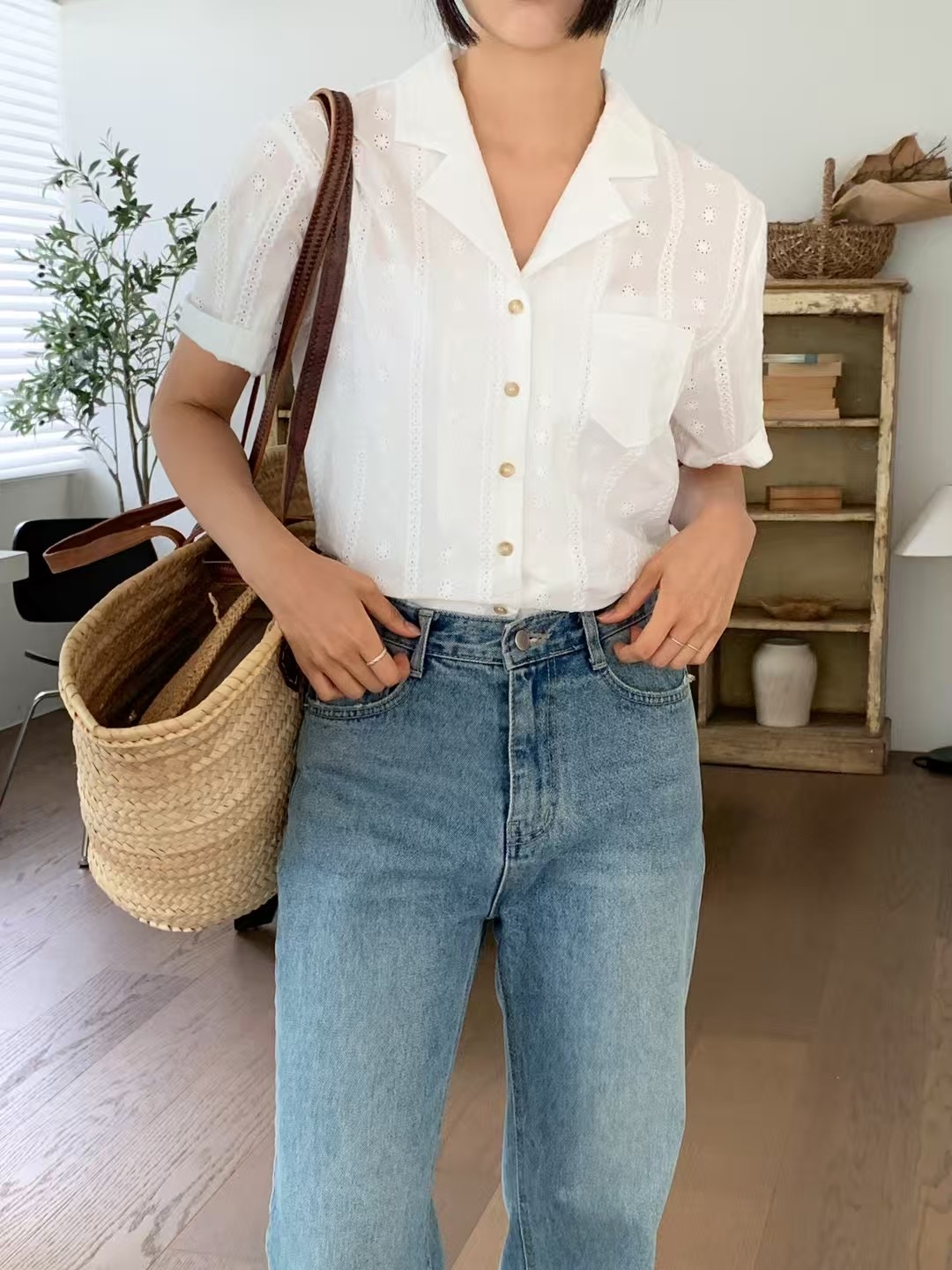 CAROL直郵韓國代購㊣女裝新品時尚休閑25春夏熱賣襯衫蕾絲衫CAROL襯衫/蕾絲衫