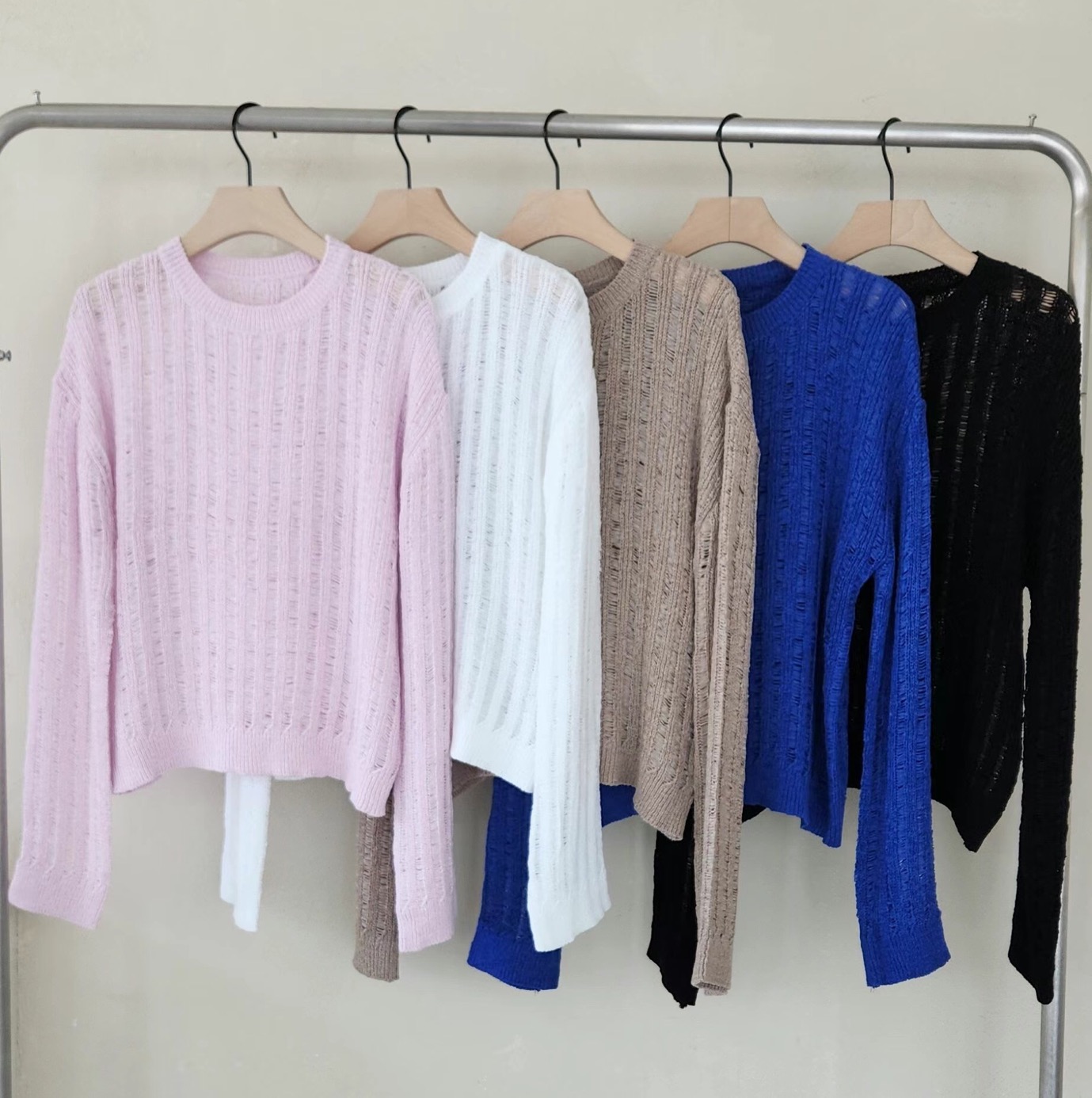 끌 벅지韓國㊣直郵東大門代購女裝新款休閑人氣熱賣25春夏毛衣Pull Buck毛衣圖色5左五色