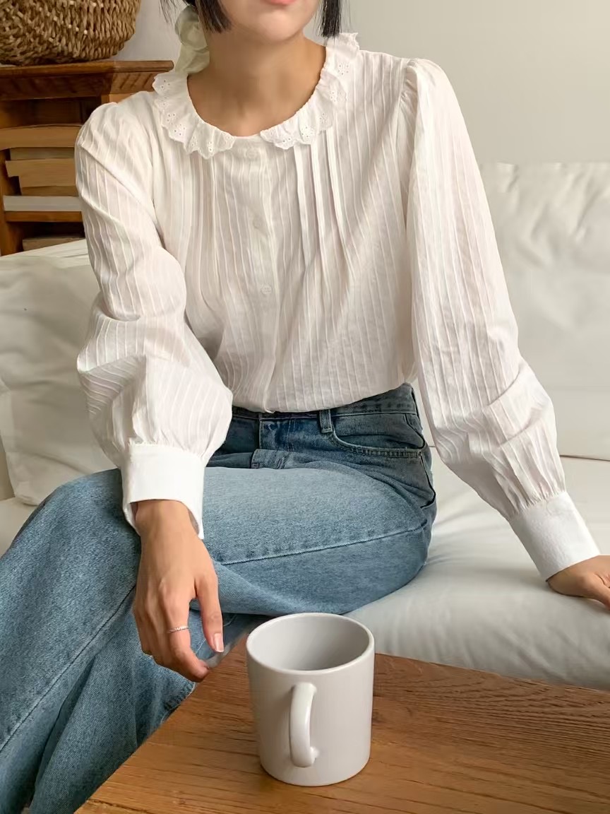 CAROL韓國㊣直郵東大門代購女裝新款熱賣時尚25春夏襯衫蕾絲衫CAROL襯衫/蕾絲衫