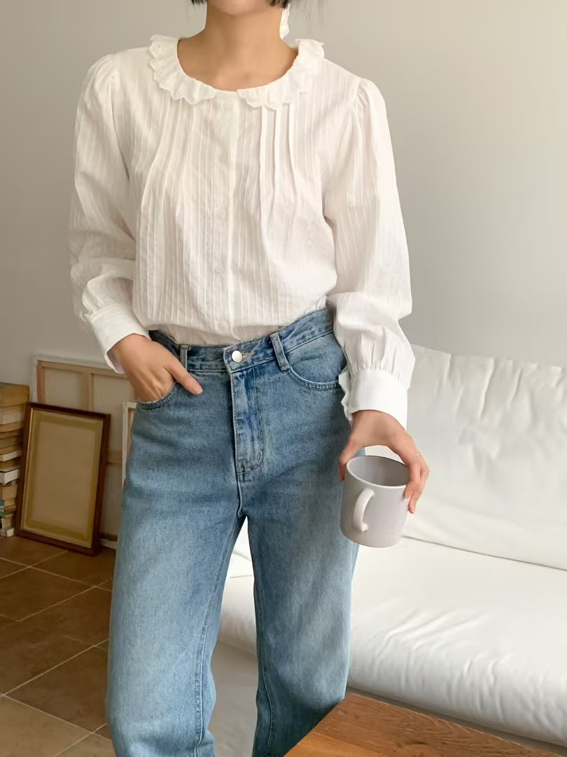 CAROL韓國㊣直郵東大門代購女裝新款熱賣時尚25春夏襯衫蕾絲衫CAROL襯衫/蕾絲衫