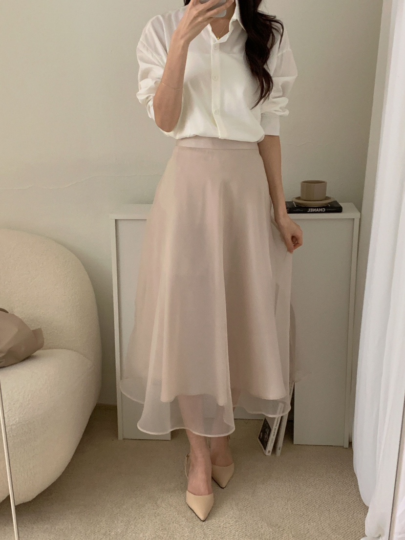KARA-ot直郵韓國代購㊣女裝新品人氣25春夏長裙歐根紗喇叭KARA-ot長裙