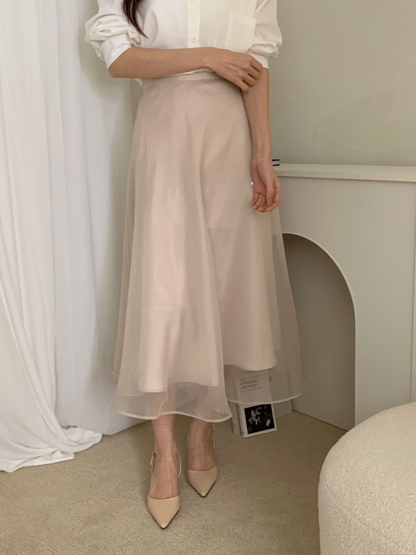KARA-ot直郵韓國代購㊣女裝新品人氣25春夏長裙歐根紗喇叭KARA-ot長裙