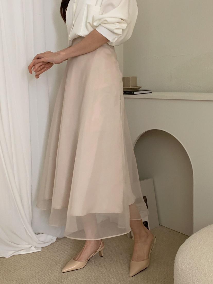 KARA-ot直郵韓國代購㊣女裝新品人氣25春夏長裙歐根紗喇叭KARA-ot長裙