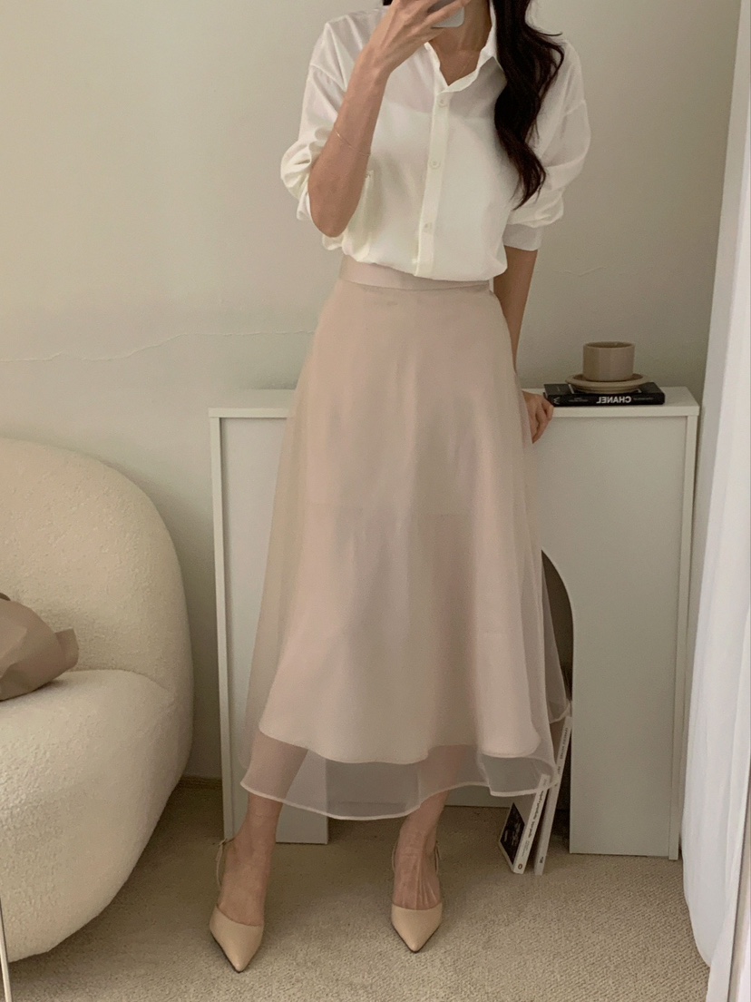 KARA-ot直郵韓國代購㊣女裝新品人氣25春夏長裙歐根紗喇叭KARA-ot長裙