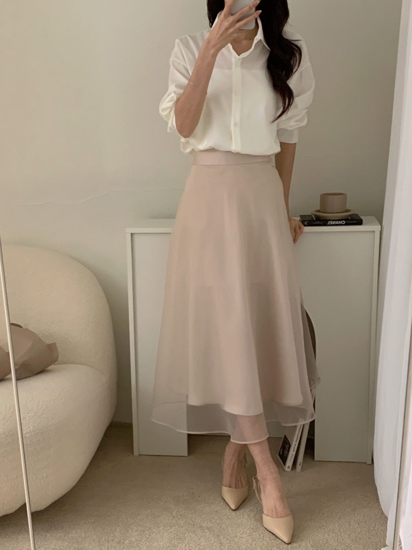 KARA-ot直郵韓國代購㊣女裝新品人氣25春夏長裙歐根紗喇叭KARA-ot長裙