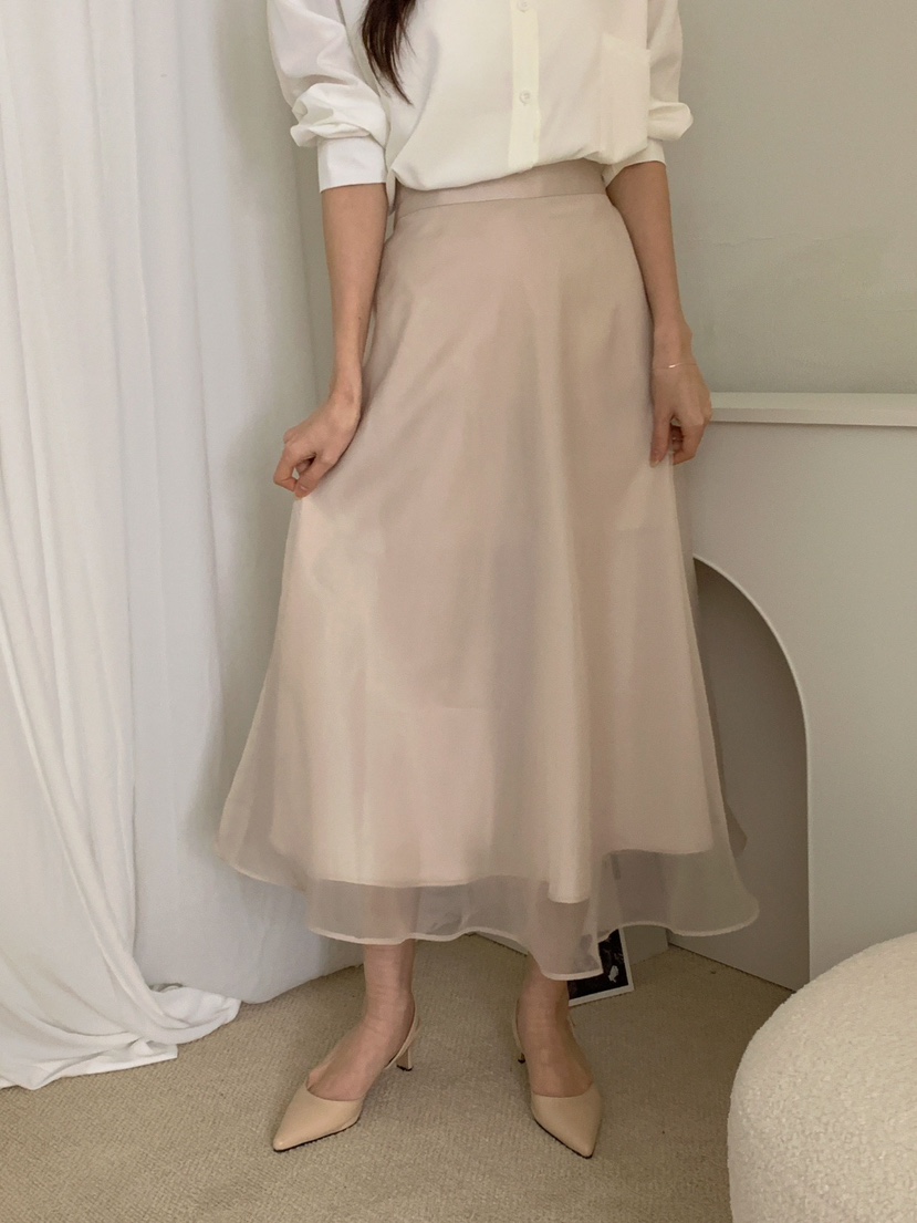 KARA-ot直郵韓國代購㊣女裝新品人氣25春夏長裙歐根紗喇叭KARA-ot長裙