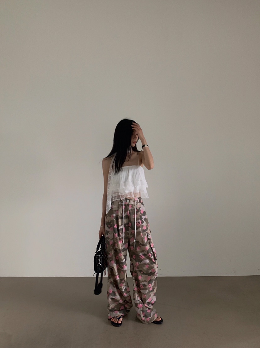 VERANDA直郵韓國代購㊣女裝新款時尚休閑推薦25春夏休閑褲迷彩VERANDA休閑褲