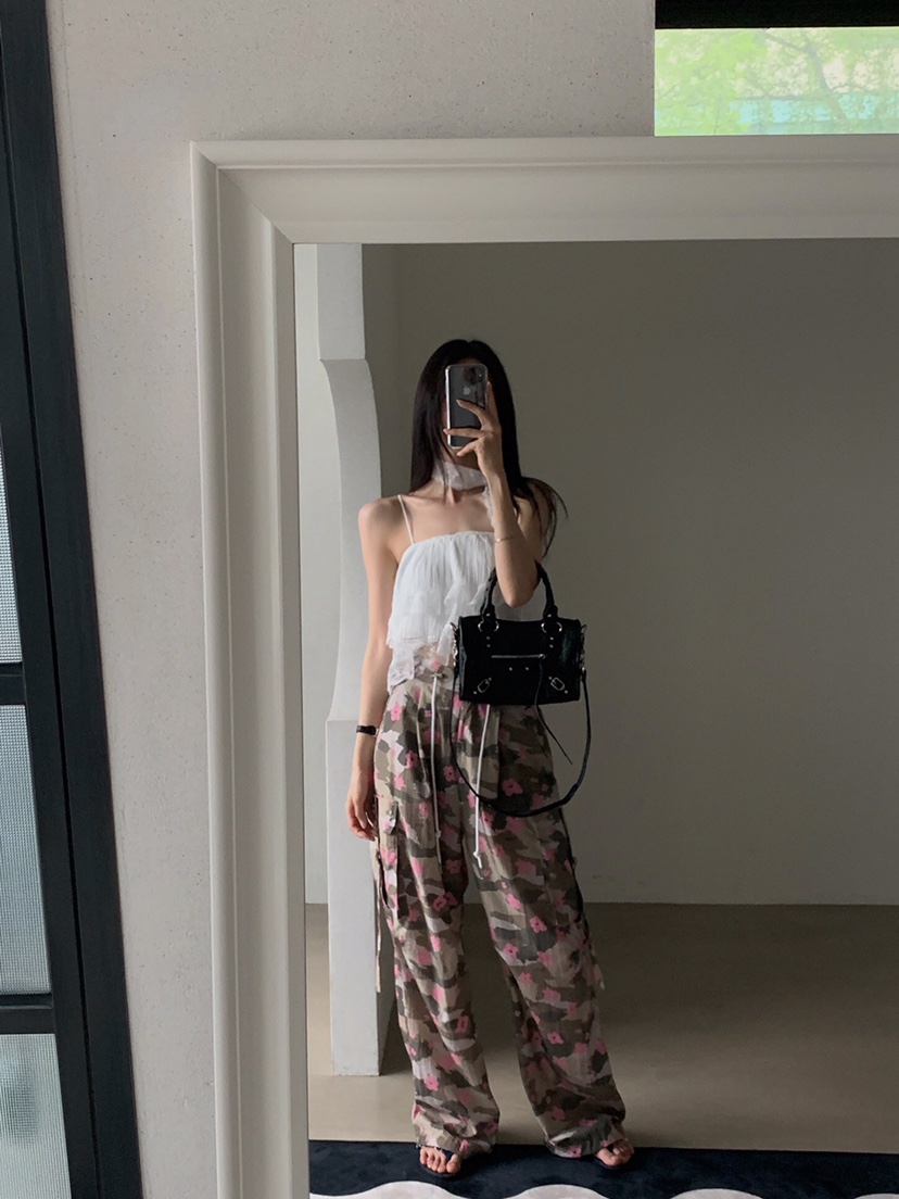 VERANDA直郵韓國代購㊣女裝新款時尚休閑推薦25春夏休閑褲迷彩VERANDA休閑褲