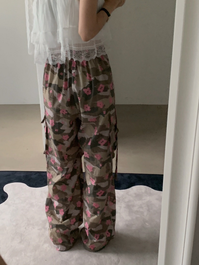 VERANDA直郵韓國代購㊣女裝新款時尚休閑推薦25春夏休閑褲迷彩VERANDA休閑褲