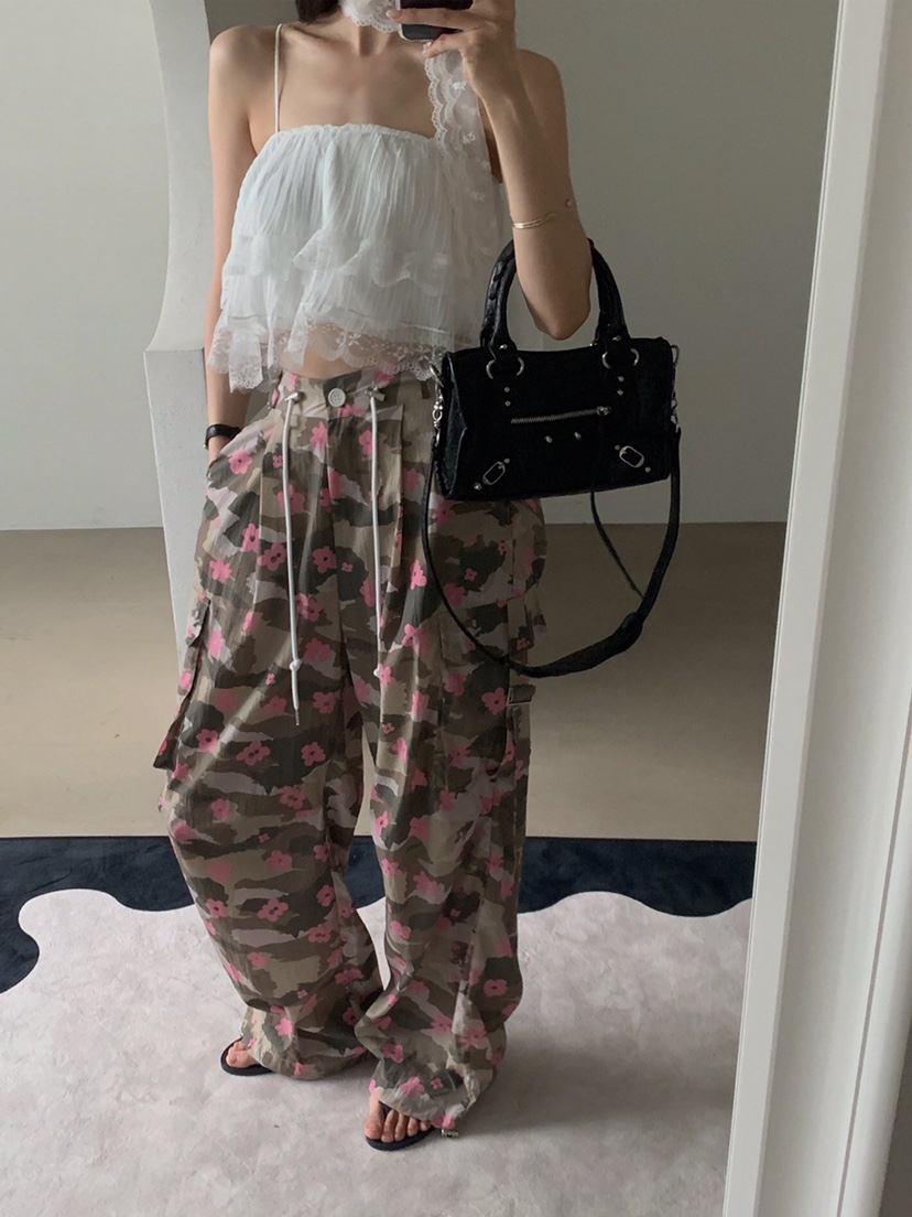 VERANDA直郵韓國代購㊣女裝新款時尚休閑推薦25春夏休閑褲迷彩VERANDA休閑褲