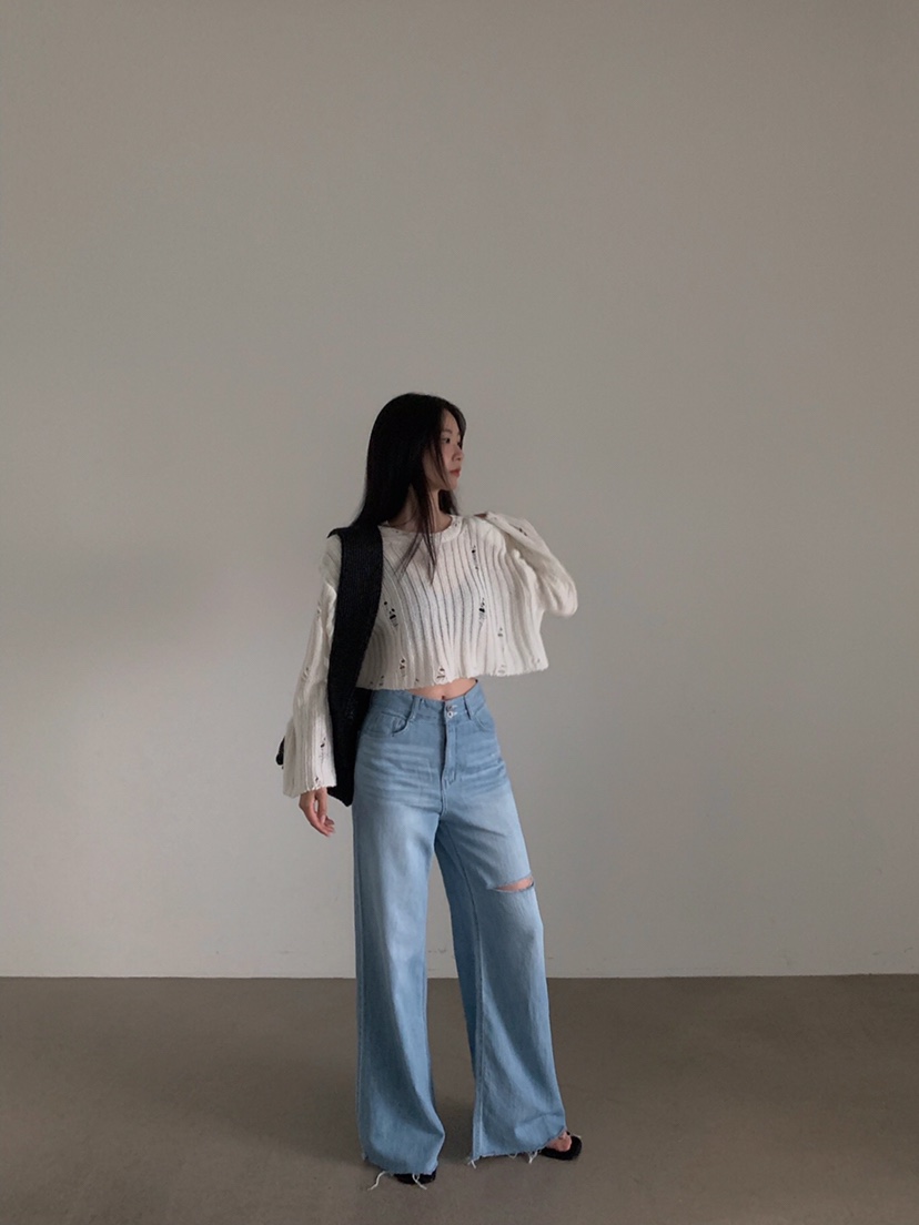 VERANDA韓國直郵㊣東大門實拍女裝新品25春夏熱賣牛仔褲亞麻VERANDA牛仔褲