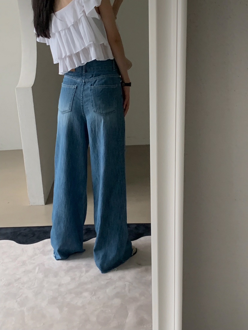 VERANDA韓國直郵㊣東大門實拍女裝新品25春夏熱賣牛仔褲亞麻VERANDA牛仔褲