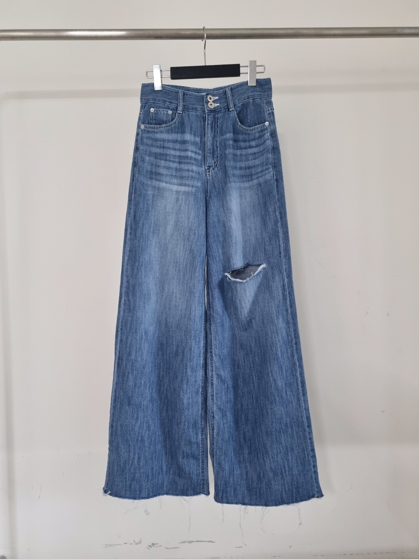 VERANDA韓國直郵㊣東大門實拍女裝新品25春夏熱賣牛仔褲亞麻VERANDA牛仔褲圖色2