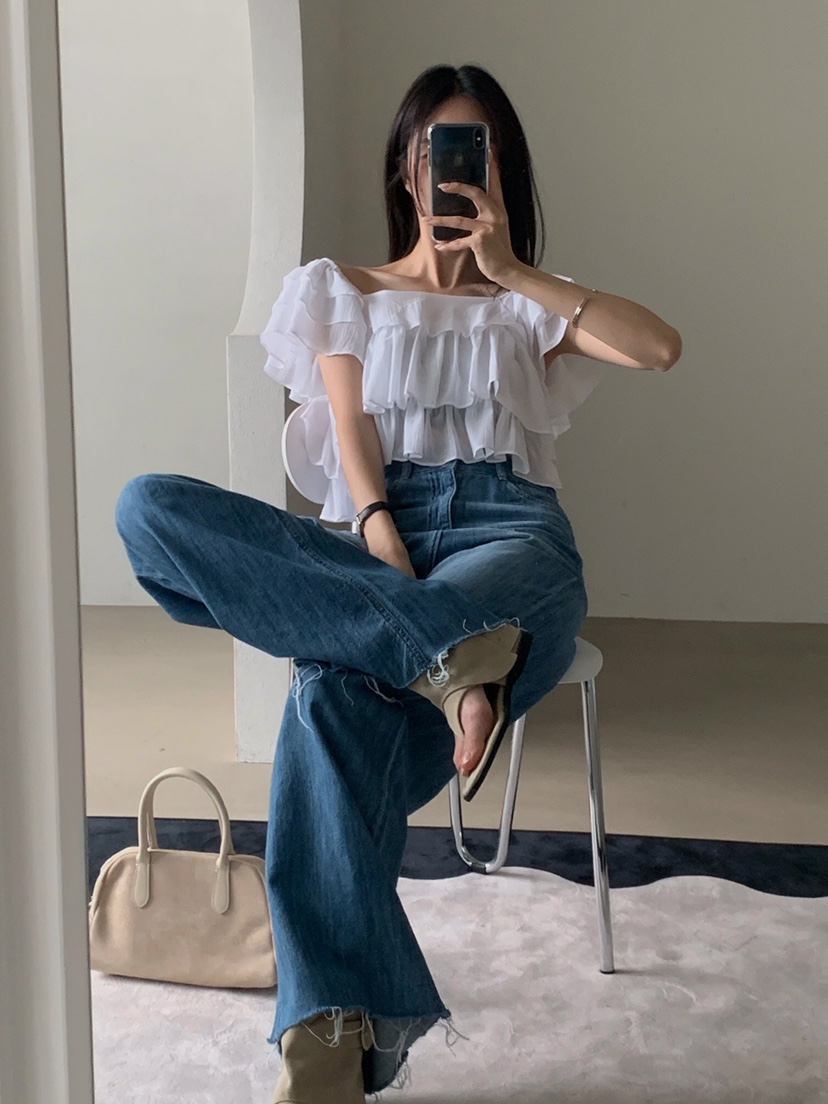VERANDA韓國㊣直郵東大門代購女裝新品推薦時尚25春夏襯衫蕾絲衫VERANDA襯衫/蕾絲衫