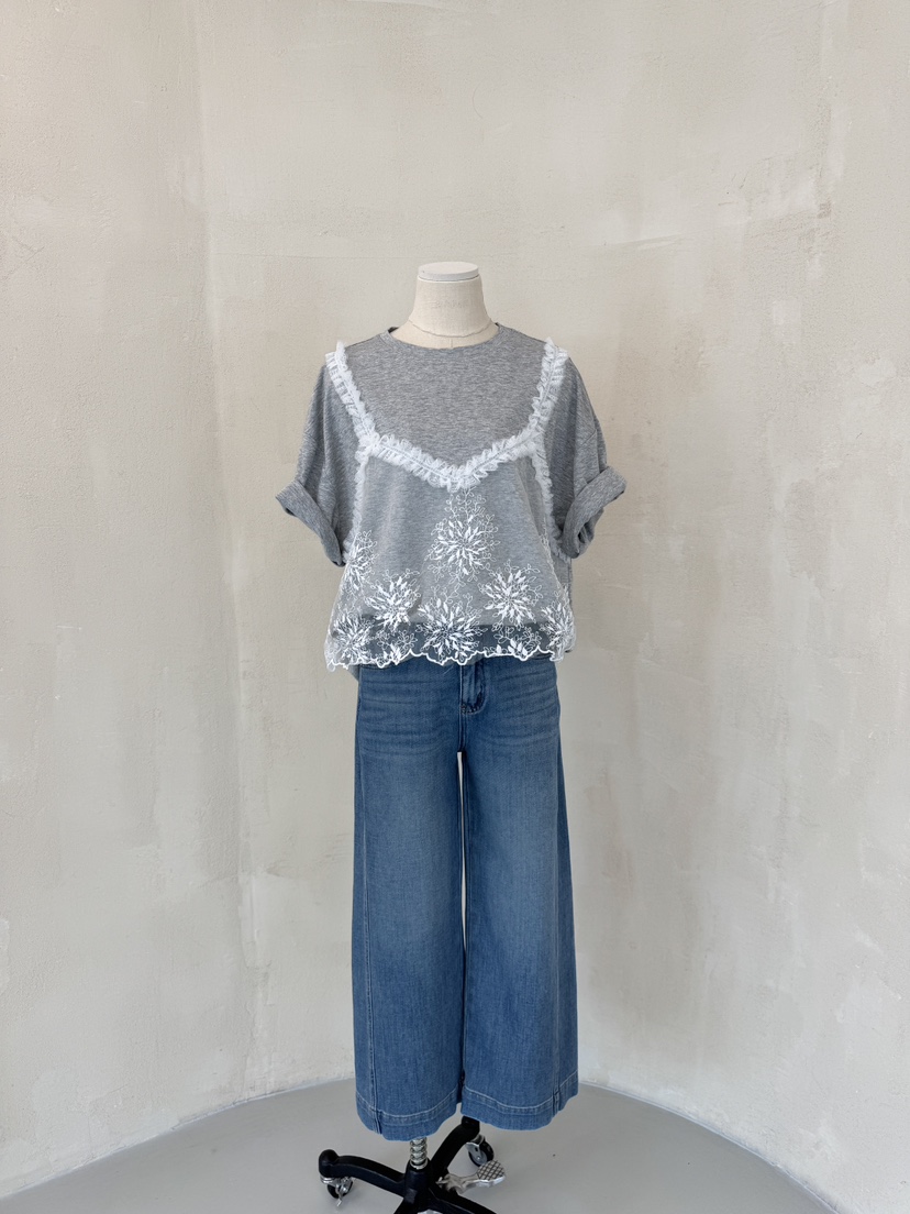 LAUNDRY韓國直郵㊣東大門實拍女裝新款熱賣25春夏推薦T恤蕾絲LAUNDRYT恤