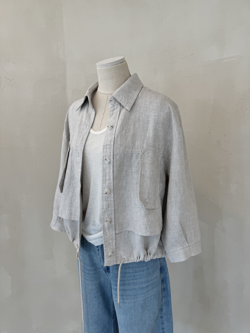 LAUNDRY直郵韓國代購㊣女裝新品休閑人氣時尚熱賣夾克口袋亞麻LAUNDRY夾克