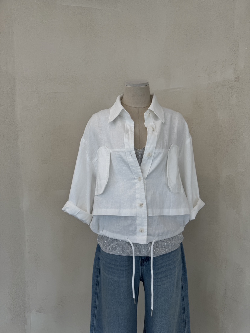 LAUNDRY直郵韓國代購㊣女裝新品休閑人氣時尚熱賣夾克口袋亞麻LAUNDRY夾克